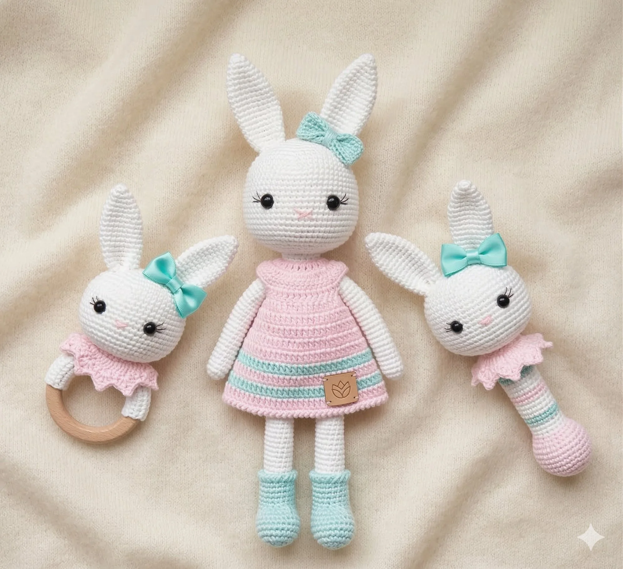 Conejitas bebé tejidas a crochet — amigurumis para regalo de nacimiento o baby shower
