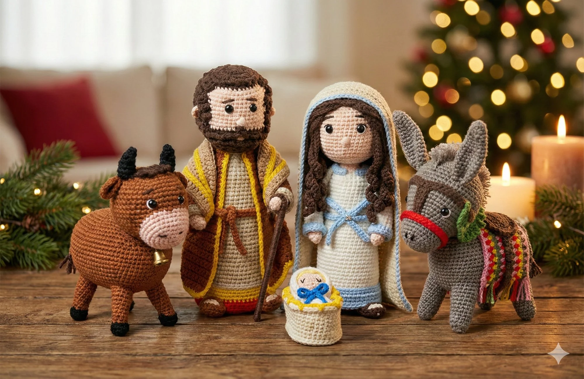 Pesebre navideño completo tejido a crochet — amigurumi artesanal Finucrochet Medellín